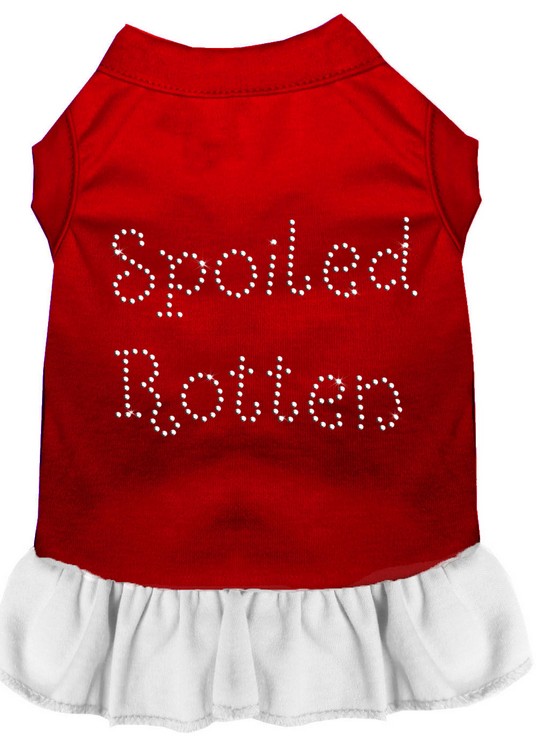 Spoiled Rotten Rhinestone Dress Red with White Med